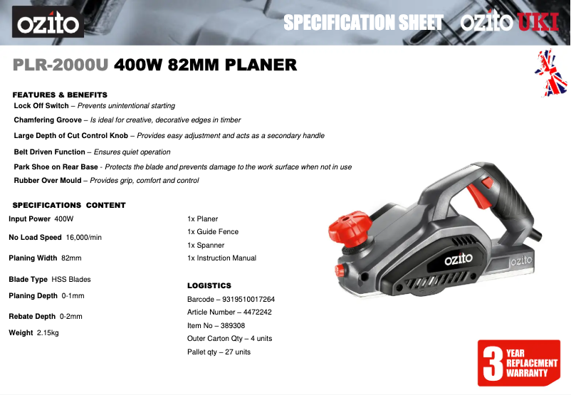 Image de la première page du manuel de l'appareil PLR-2000U