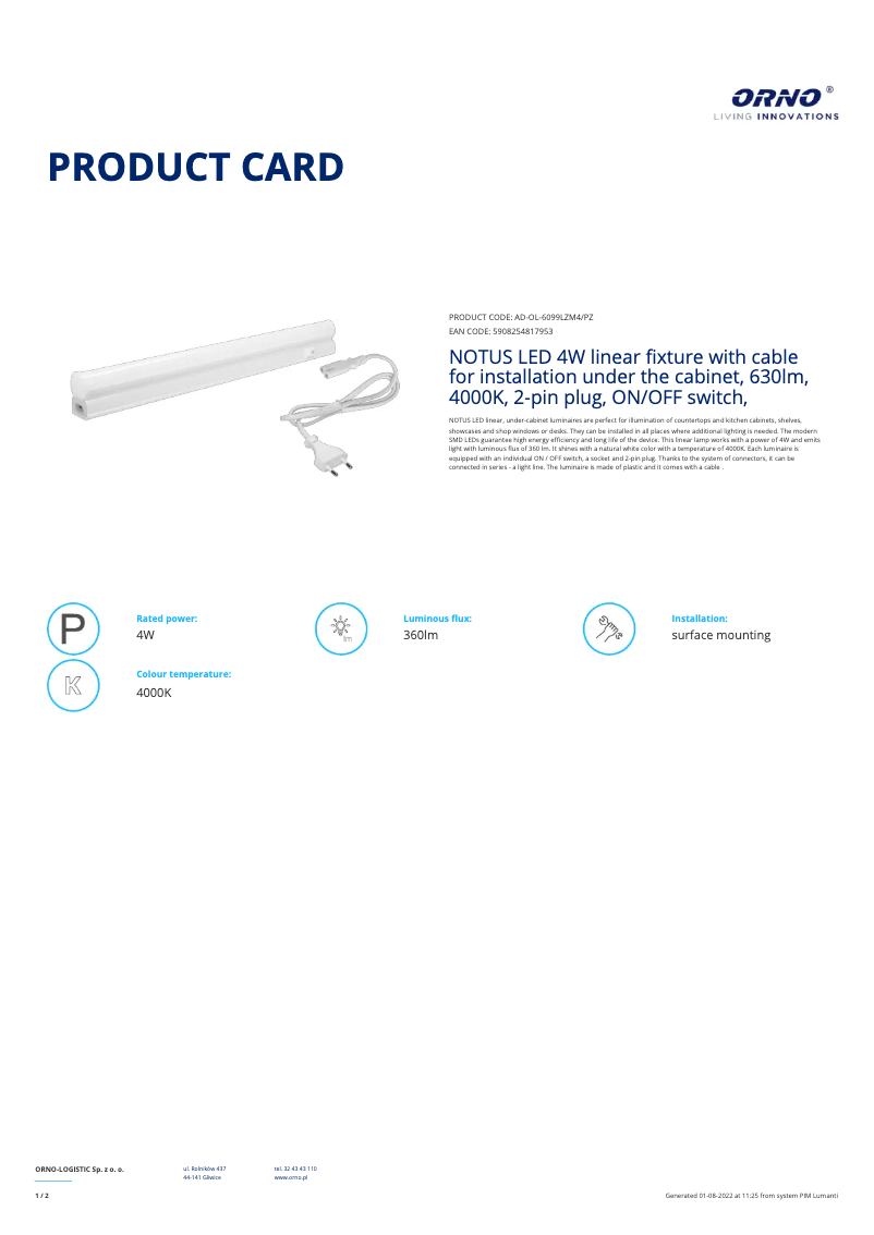 Image de la première page du manuel de l'appareil AD-OL-6099LZM4/PZ