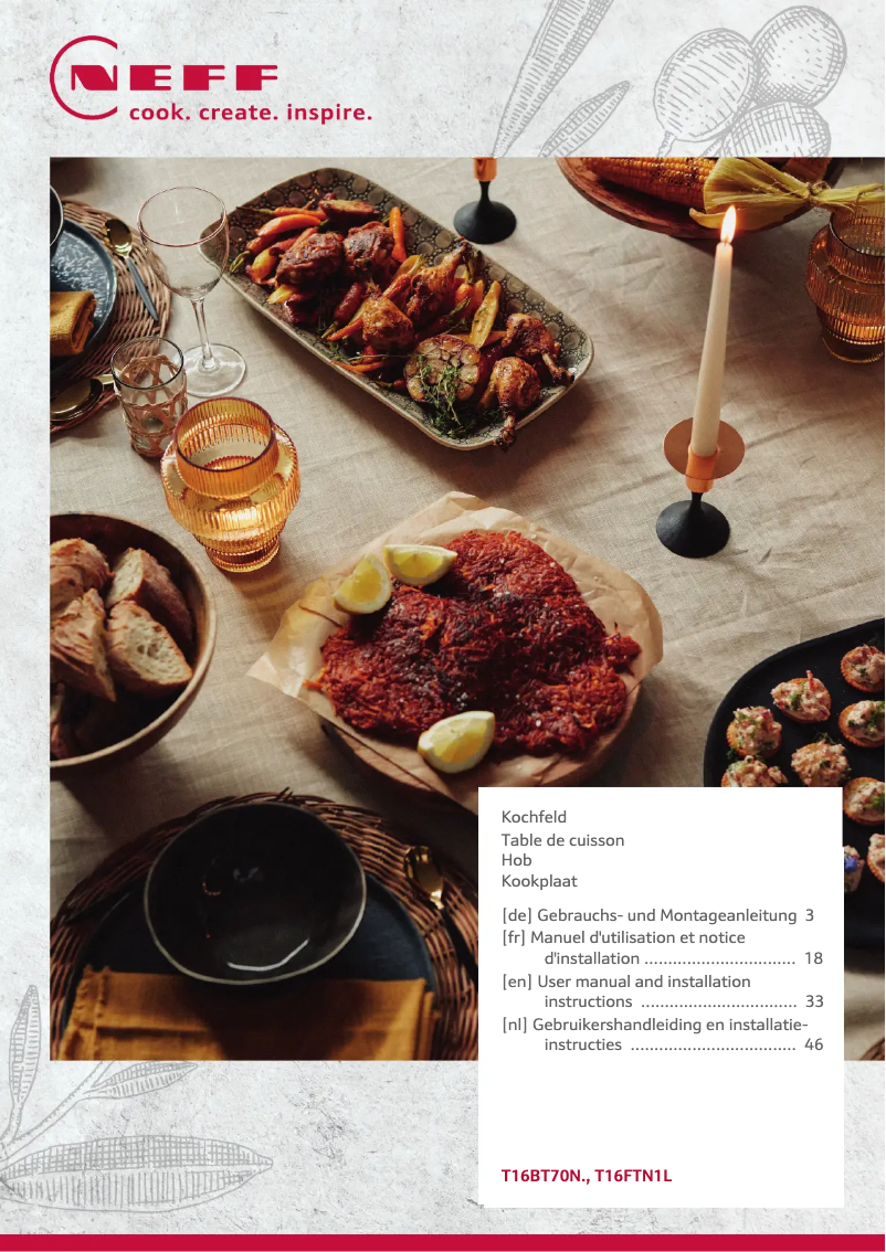 Page 1 of the manual Installation Guide Neff T16BT70N0K