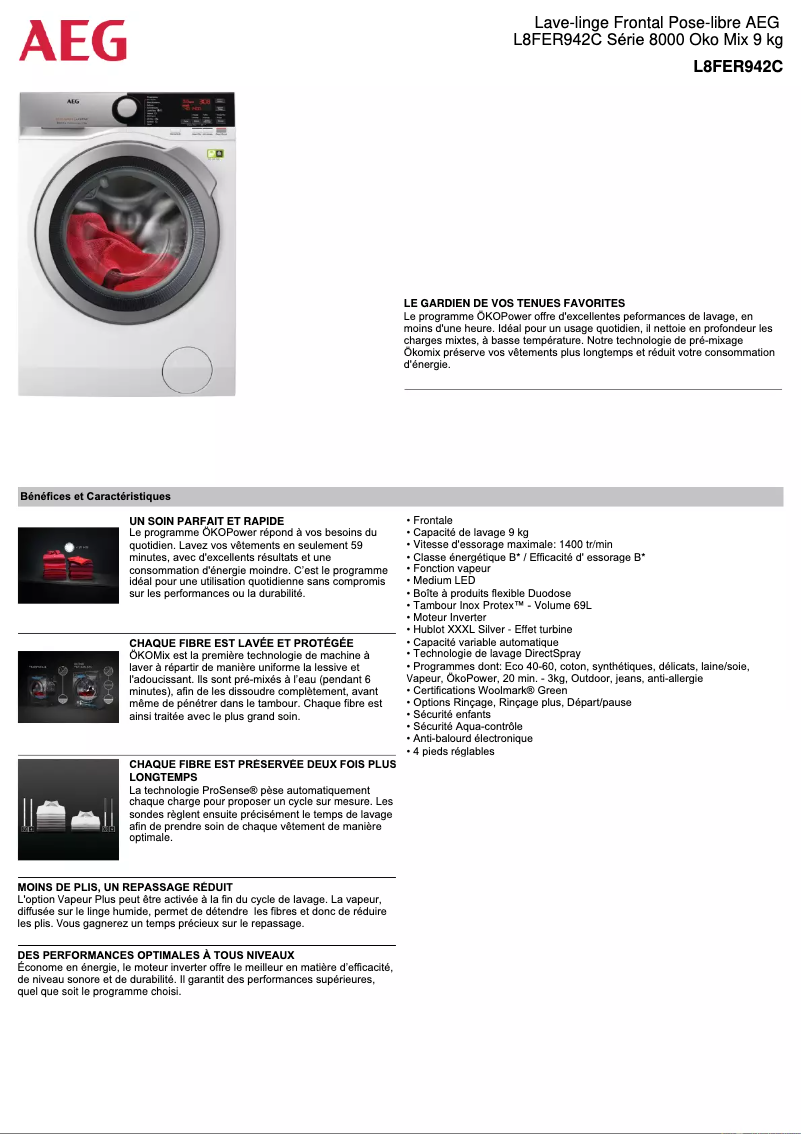 Image de la première page du manuel de l'appareil L8FER942C