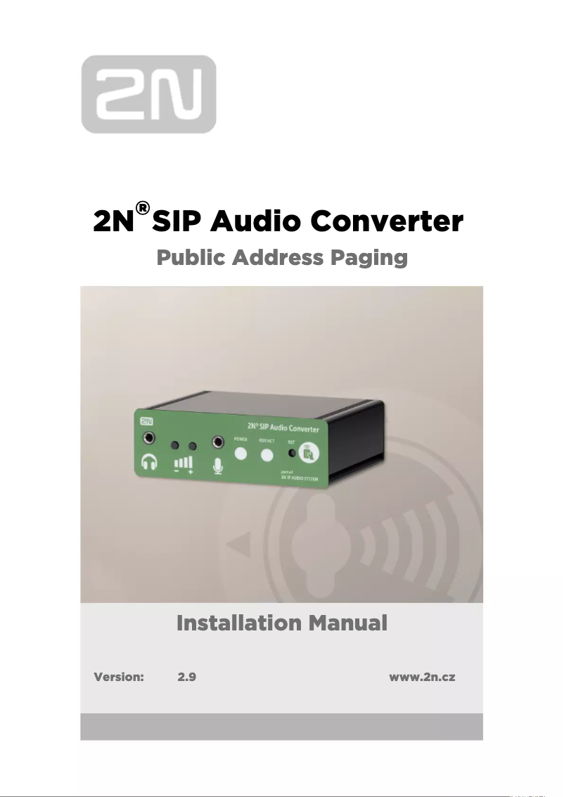 Image de la première page du manuel de l'appareil SIP Audio Converter