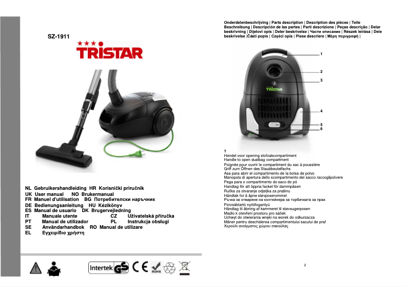Imagen de la primera página del manual del dispositivo SZ-1911