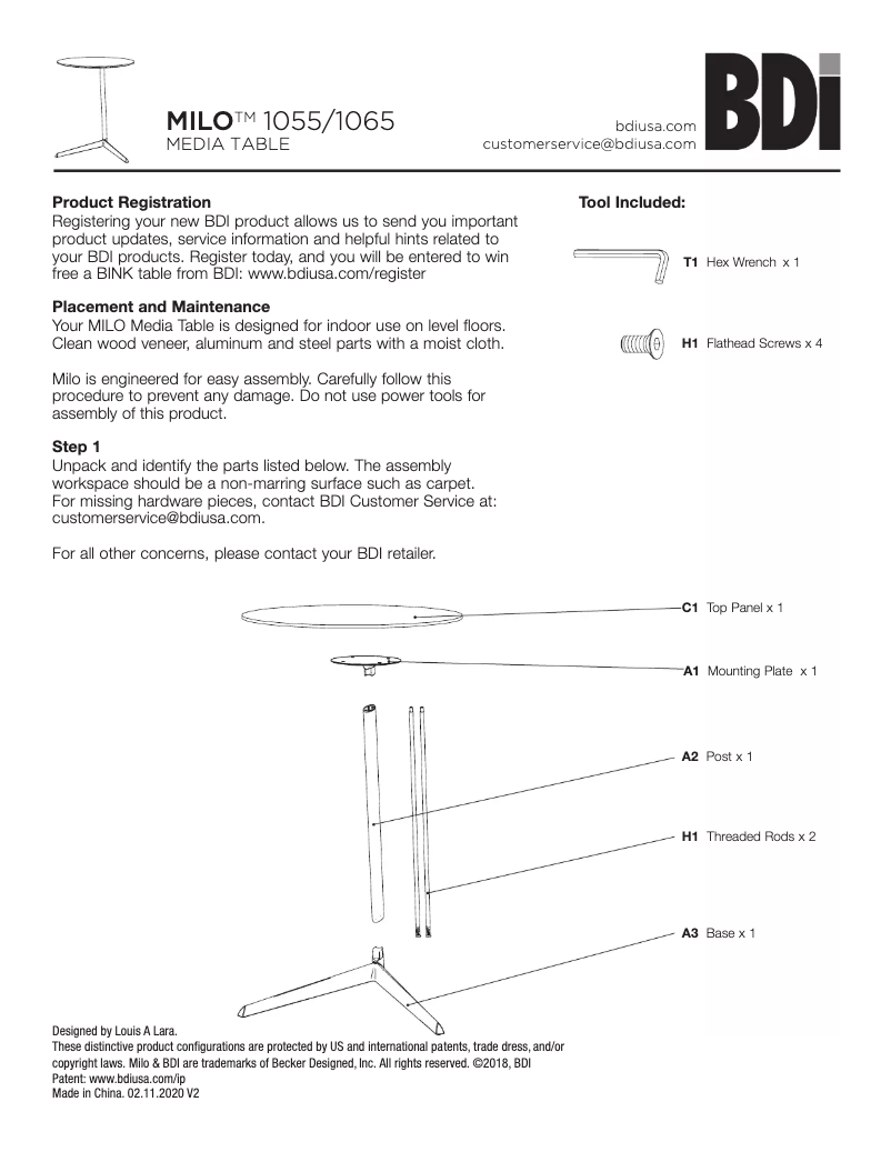 Page 1 de la notice Manuel utilisateur BDI Milo 1065