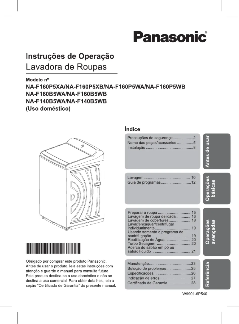 Page 1 of the manual User Manual Panasonic NA-F160B5WA