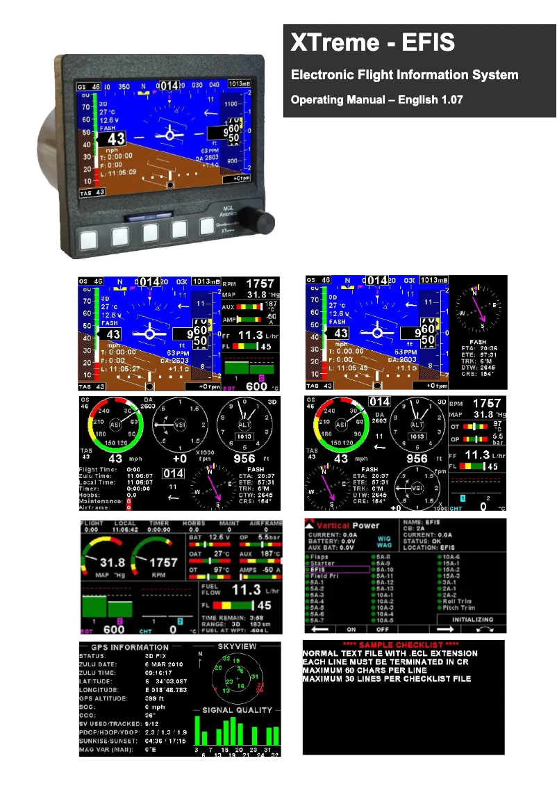 Page n°1 - Manuel utilisateur MGL Avionics XTreme - EFIS
