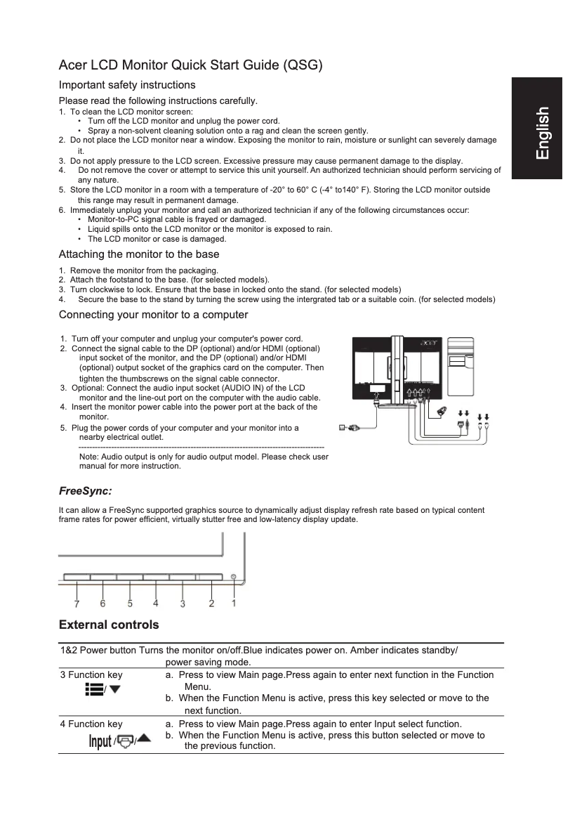 Page n°1 - Guide de démarrage rapide Acer XF240Q