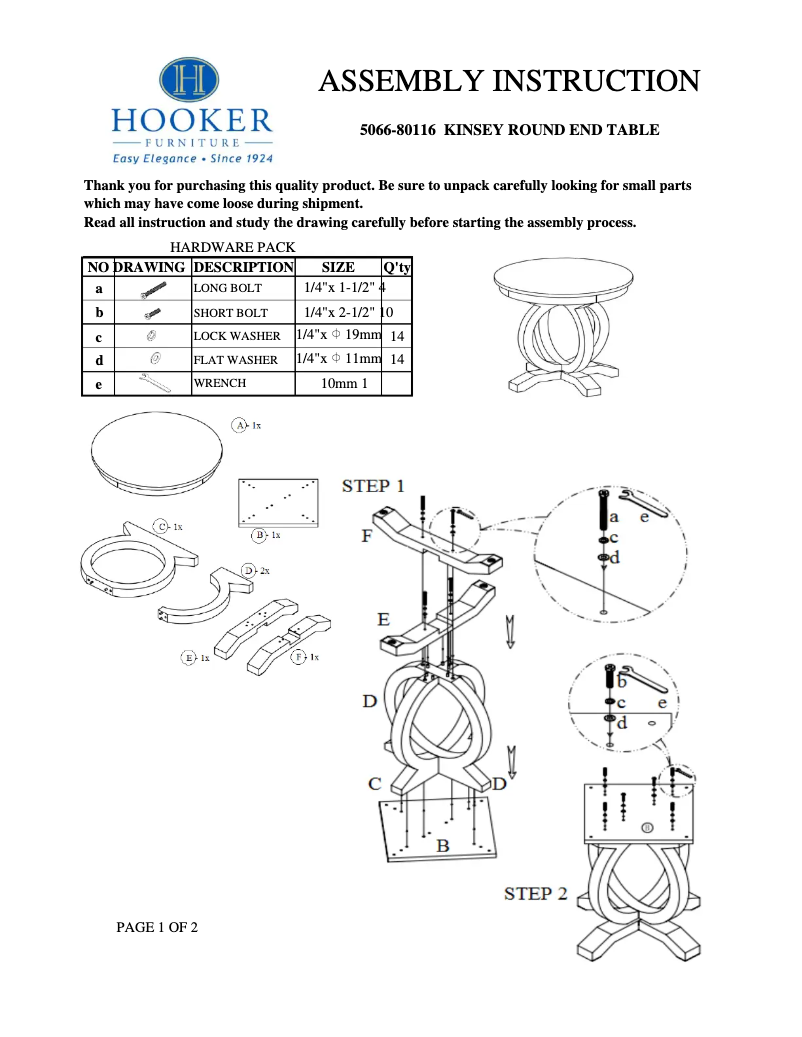 Page 1 de la notice Manuel utilisateur Hooker 5066-80116