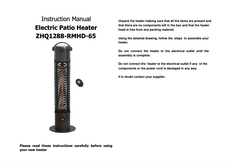 Page 1 de la notice Manuel utilisateur Thermex Tower Heater
