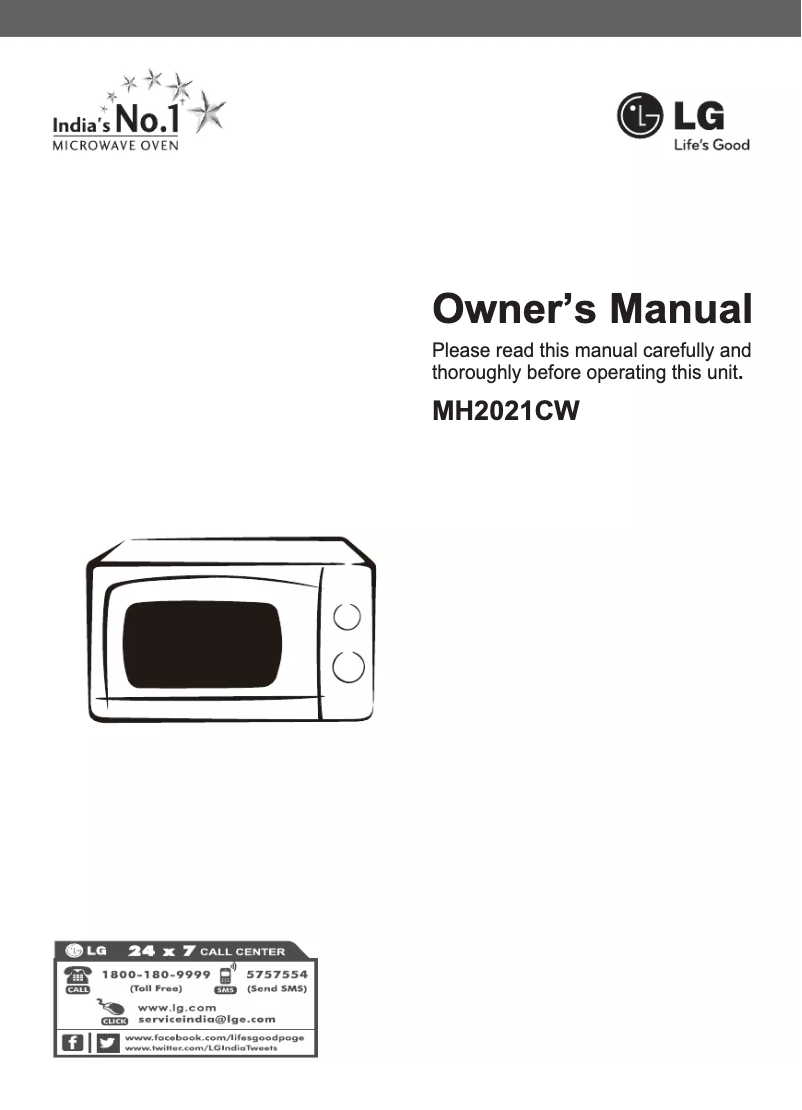 Page 1 de la notice Manuel utilisateur LG MH2021CW