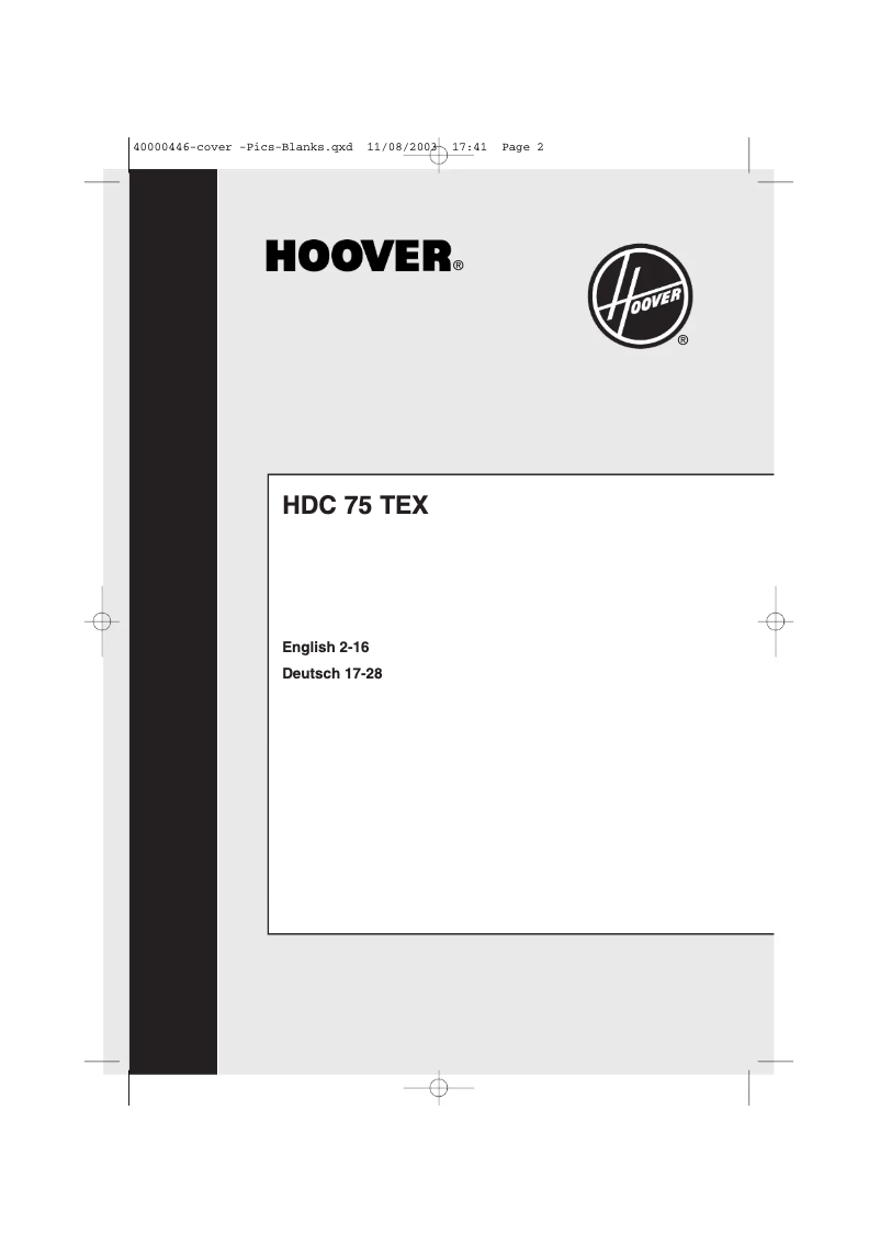 Page n°1 - Manuel utilisateur Hoover HDC 75 TEXDE