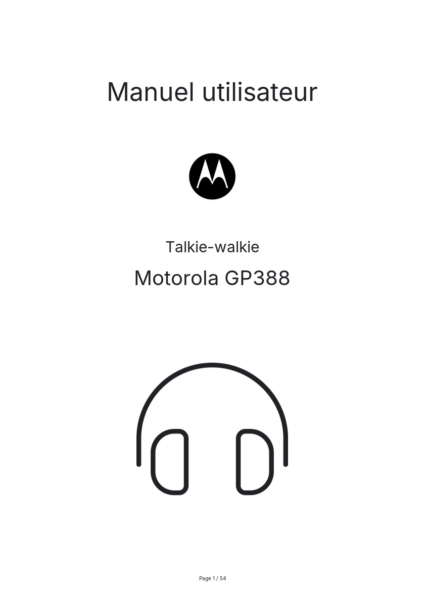 Page 1 de la notice Manuel utilisateur Motorola GP388