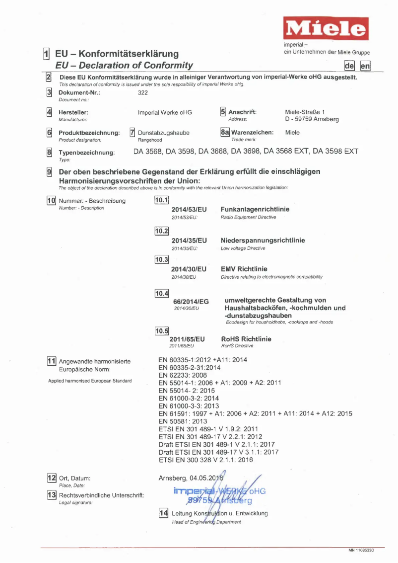 Image de la première page du manuel de l'appareil DA 3568 EXTA