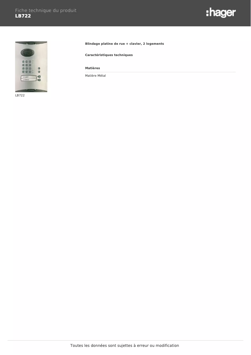 Image de la première page du manuel de l'appareil LB722