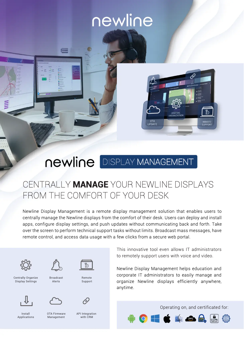 Page n°1 - Fiche technique Newline Display Management