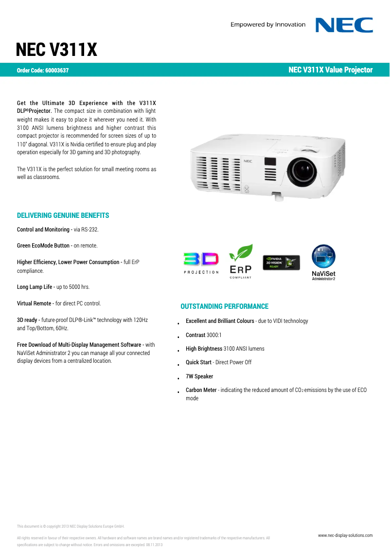 Image de la première page du manuel de l'appareil V311X