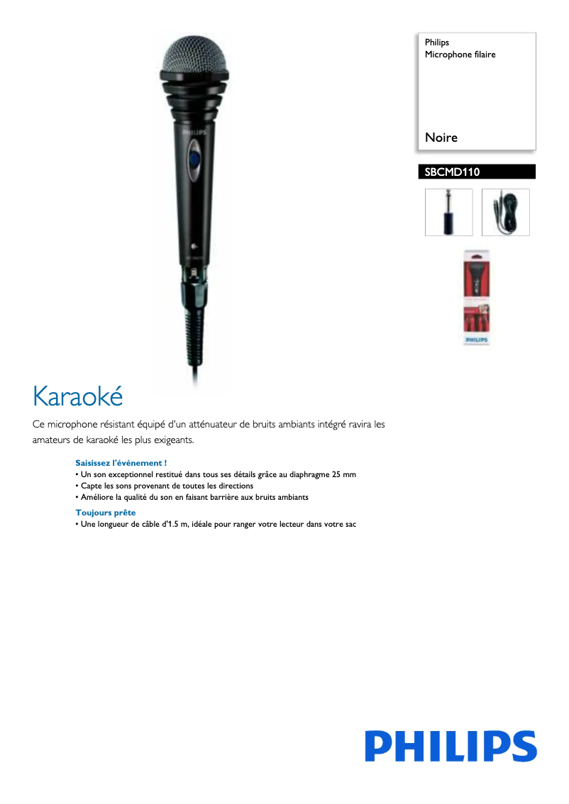Page 1 de la notice Manuel utilisateur Philips SBCMD110