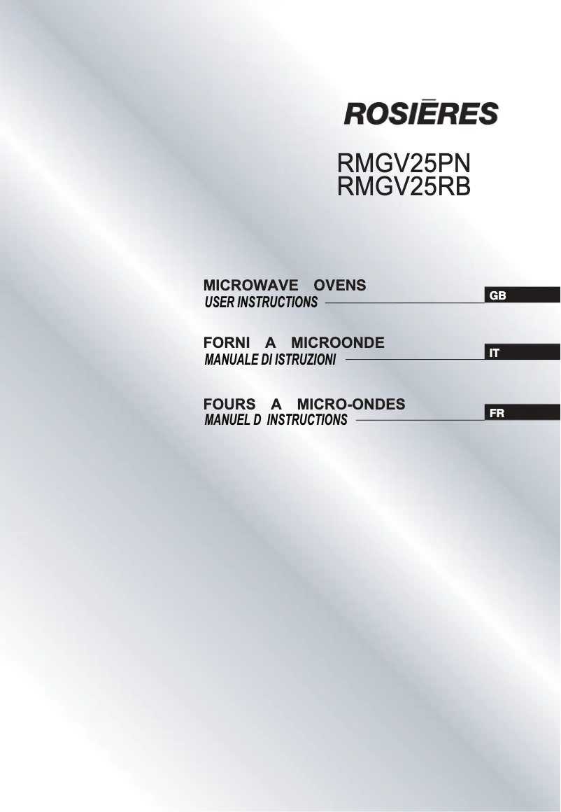 Page n°1 - Manuel utilisateur Rosieres RMGV 25PN