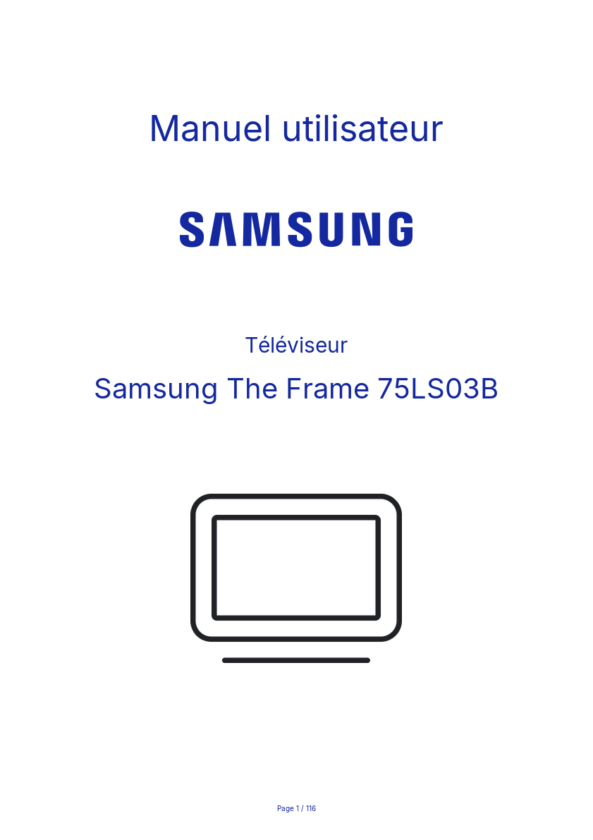 Image de la première page du manuel de l'appareil The Frame 75LS03B
