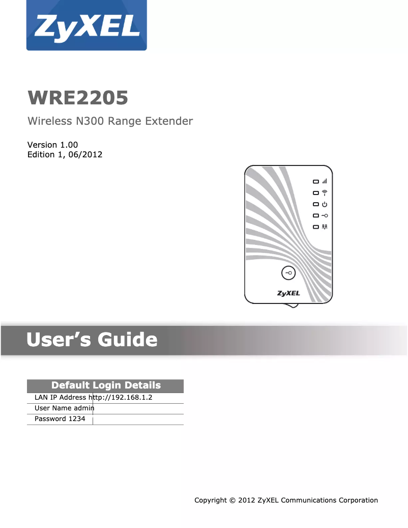 Page n°1 - Manuel utilisateur ZyXEL WRE2205