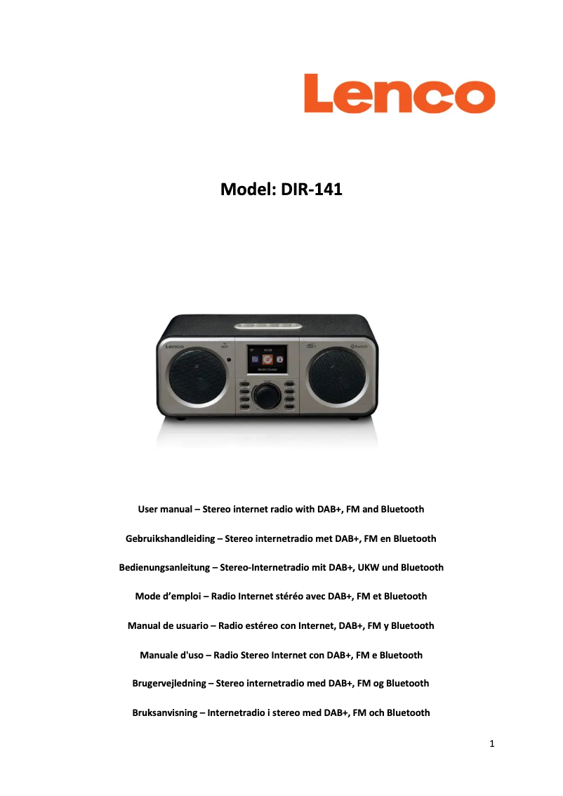 Page 1 of the manual User Manual Lenco DIR-141