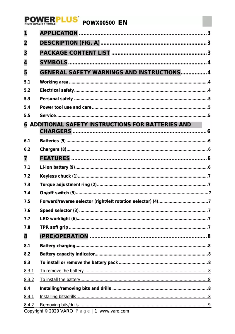 Página 1 del manual Manual de usuario PowerPlus POWX00500