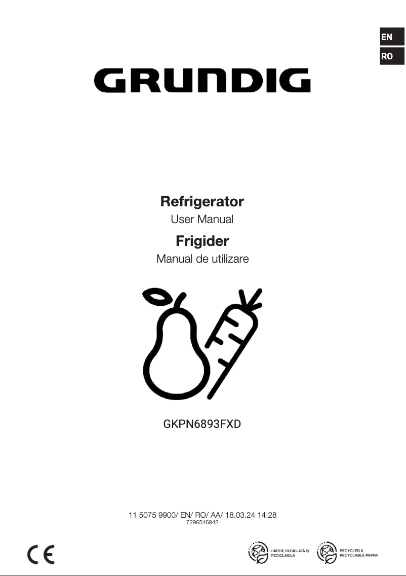 Image de la première page du manuel de l'appareil GKPN6893FXD