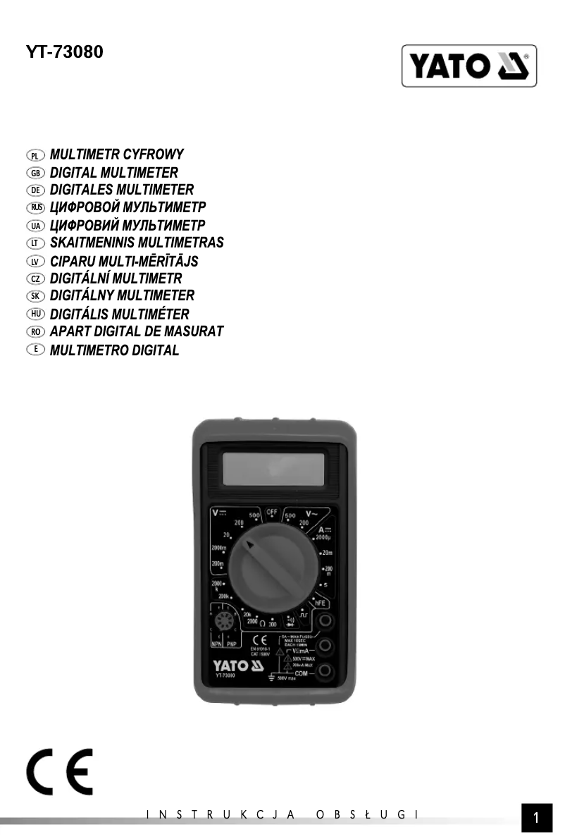 Page n°1 - Manuel utilisateur Yato YT-73080