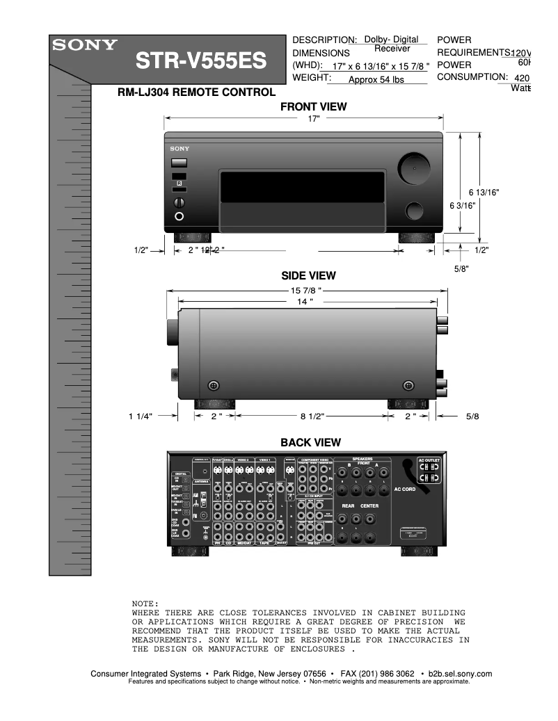 Page 1 de la notice Guide d'installation Sony STR-V555ES