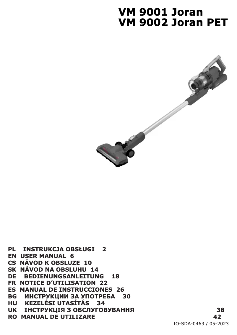 Page n°1 - Manuel utilisateur Amica Joran PET VM 9002