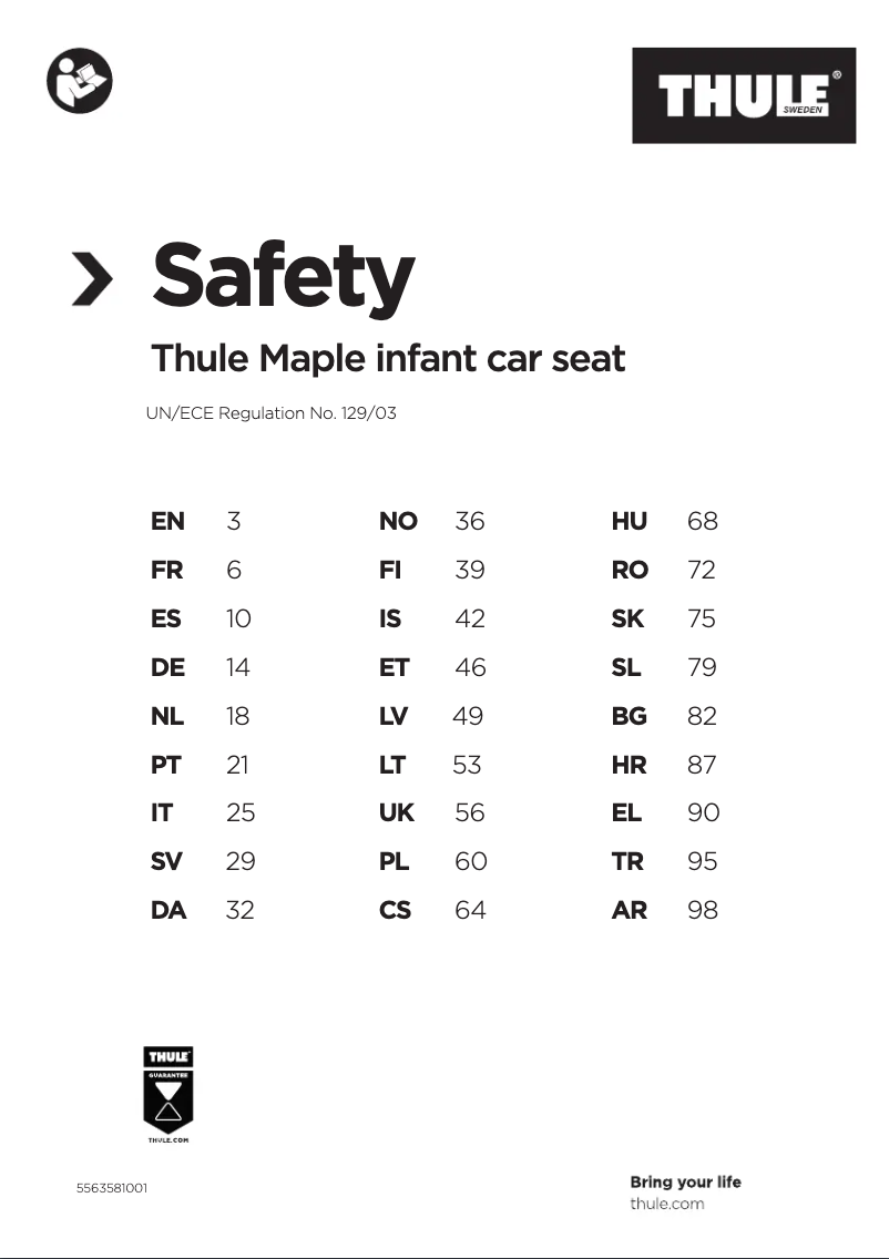 Page 1 de la notice Manuel utilisateur Thule Maple