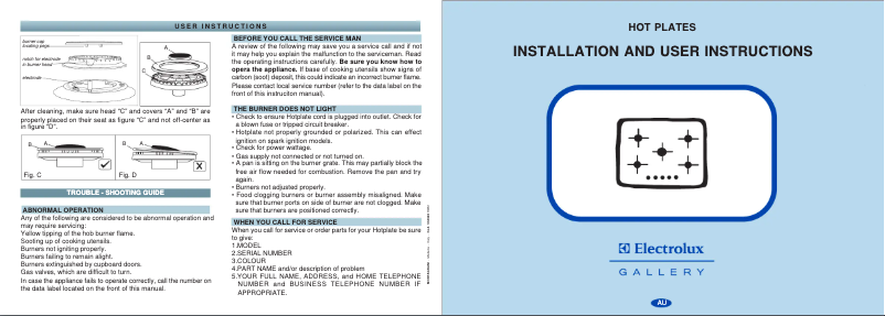 Page 1 de la notice Manuel utilisateur Electrolux EHG 77