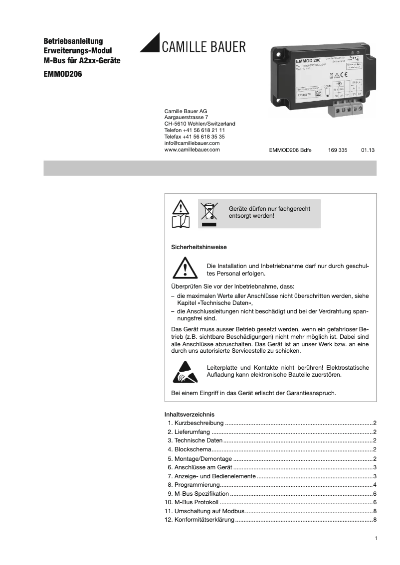 Image de la première page du manuel de l'appareil EMMOD206