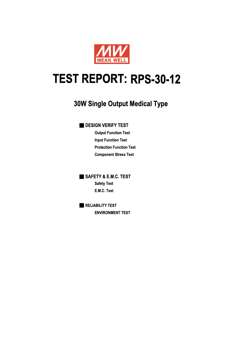 Page n°1 - Fiche technique Mean Well RPS-30-12