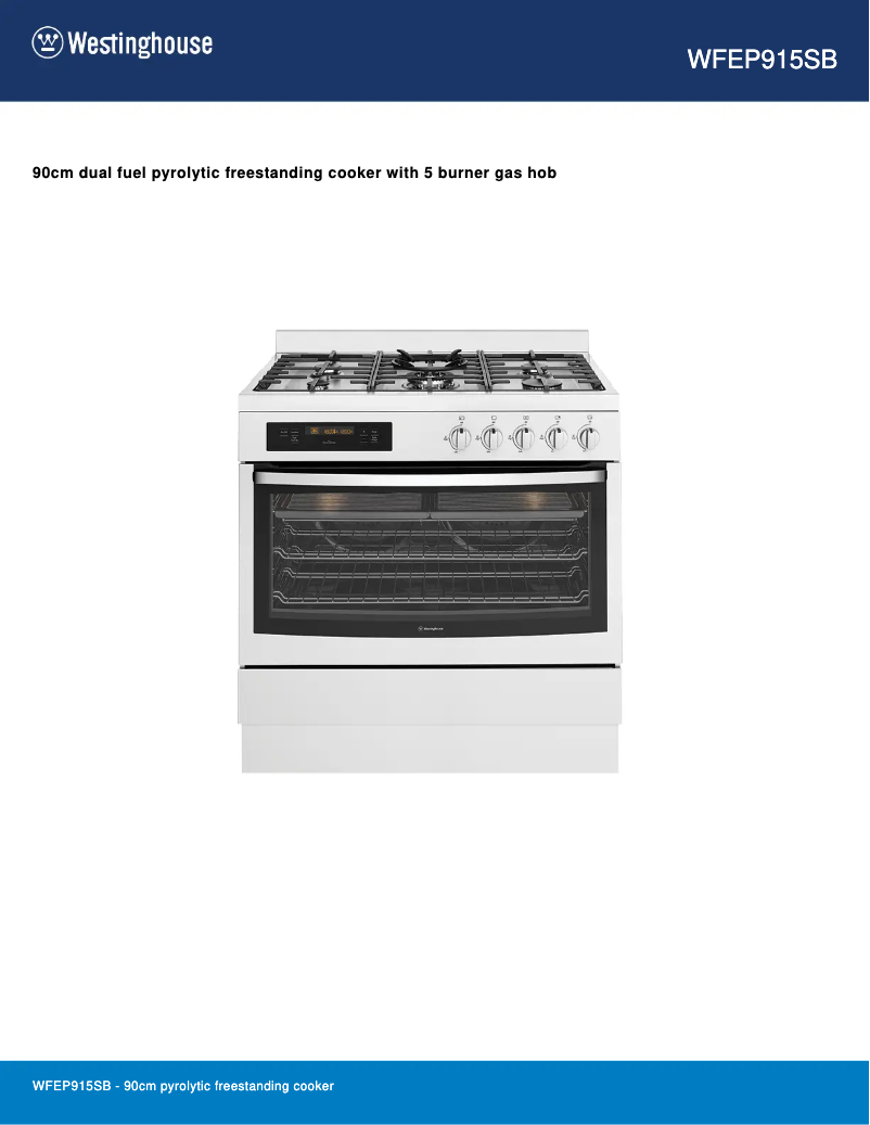 Page 1 de la notice Fiche technique Westinghouse WFEP915SB