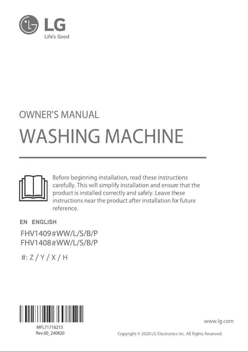 Page 1 de la notice Manuel utilisateur LG FHV1409ZWB