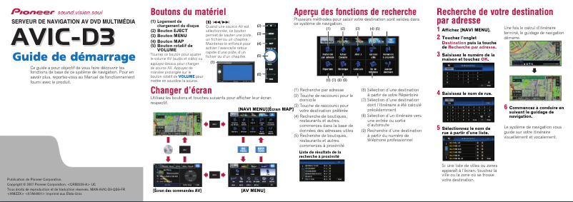 Image de la première page du manuel de l'appareil AVIC-D3