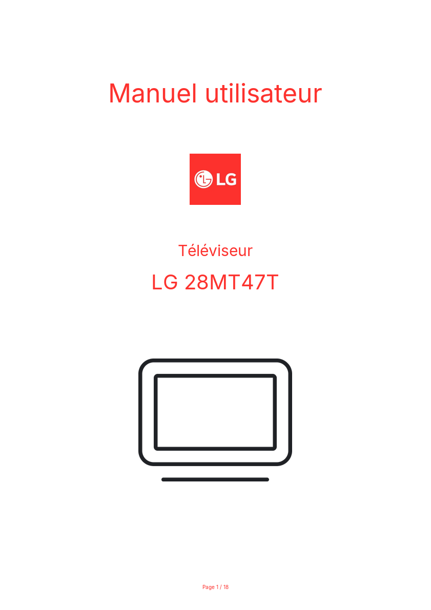 Page n°1 - Manuel utilisateur LG 28MT47T
