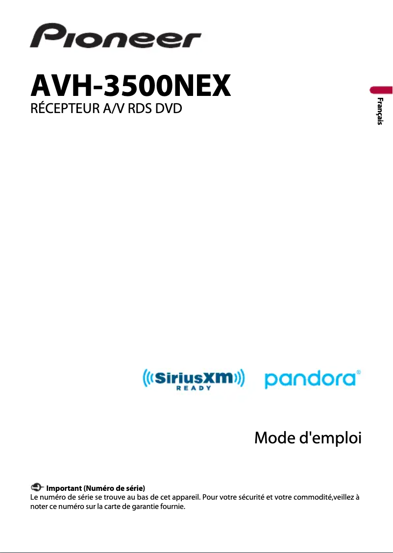 Image de la première page du manuel de l'appareil AVH-3500NEX