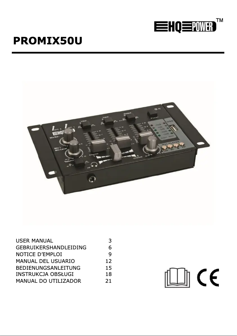 Page 1 de la notice Manuel utilisateur HQ Power PROMIX50U