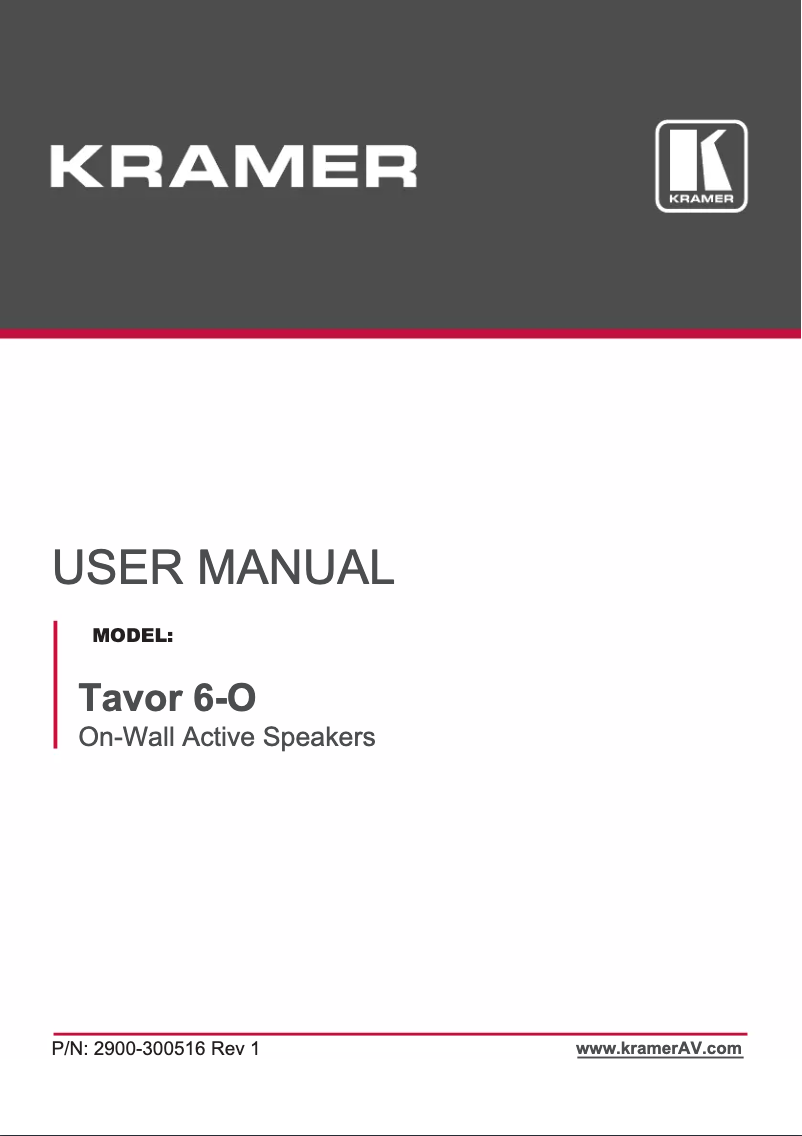 Page n°1 - Manuel utilisateur Kramer Tavor 6-O