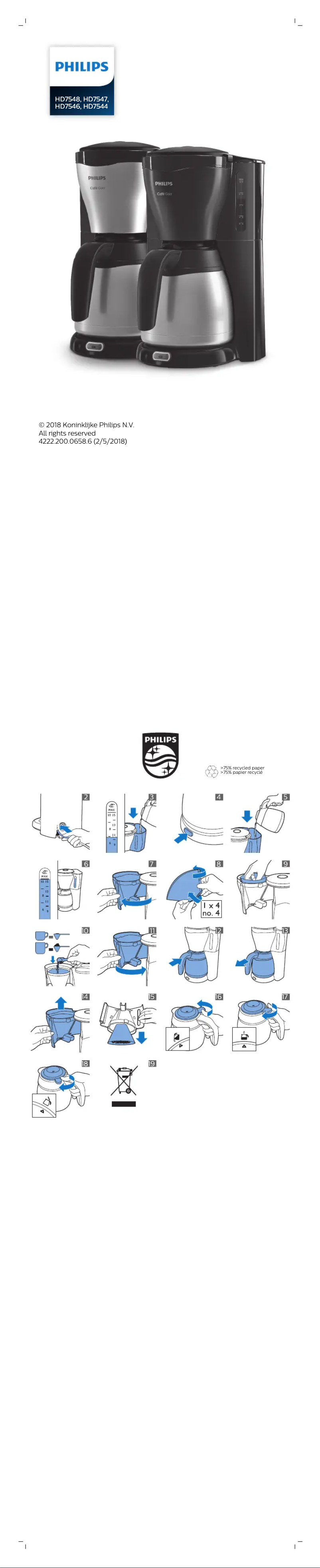 Page 1 de la notice Manuel utilisateur Philips Café Gaia HD7542