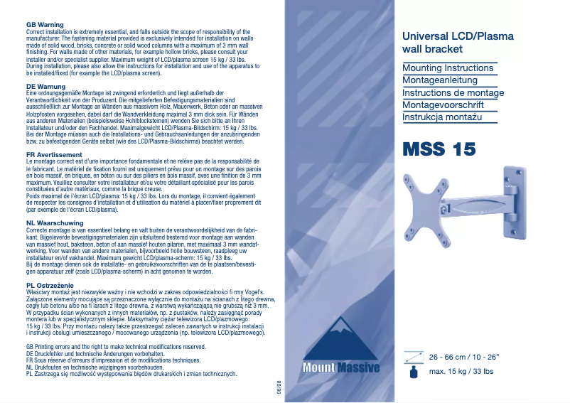 Page n°1 - Manuel utilisateur Mount Massive MSS15