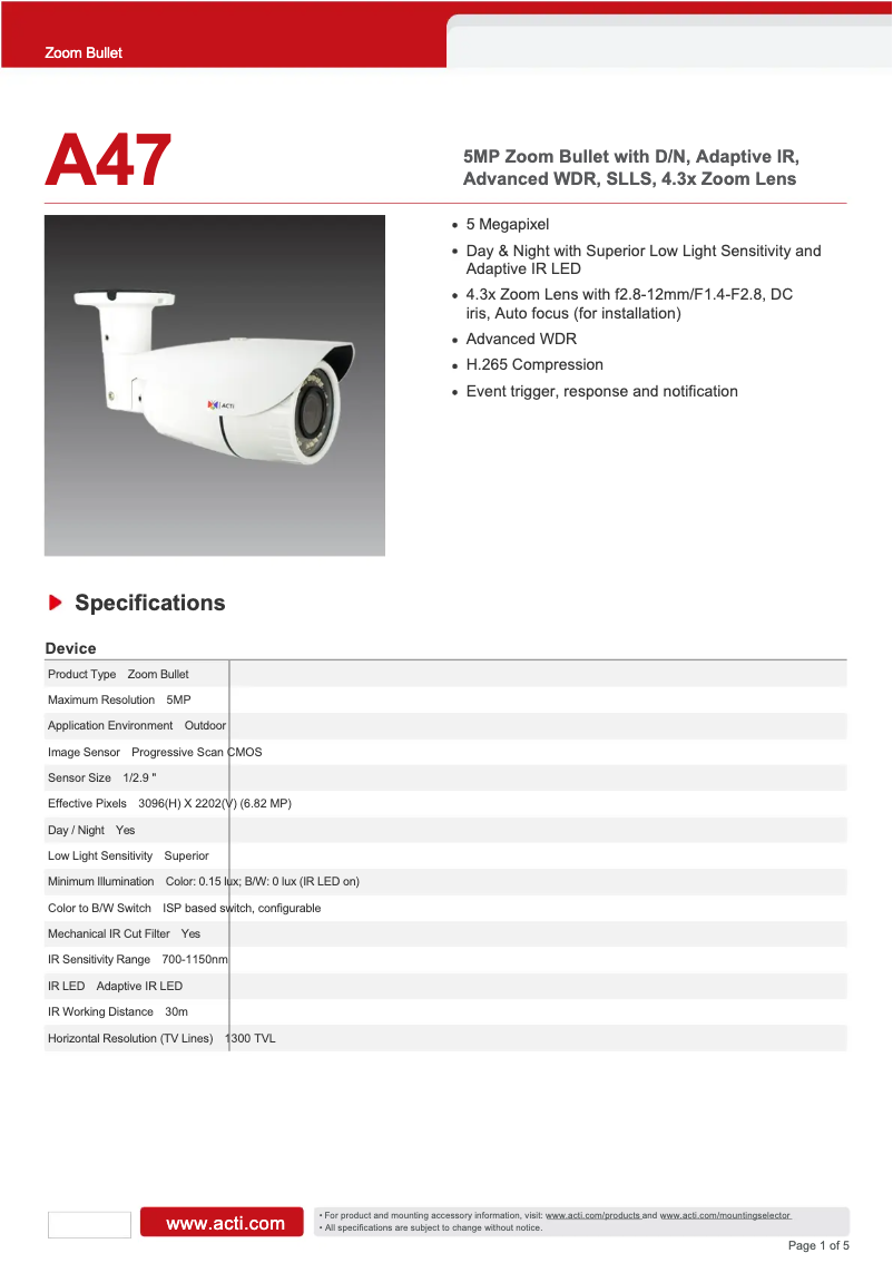 Image de la première page du manuel de l'appareil A47