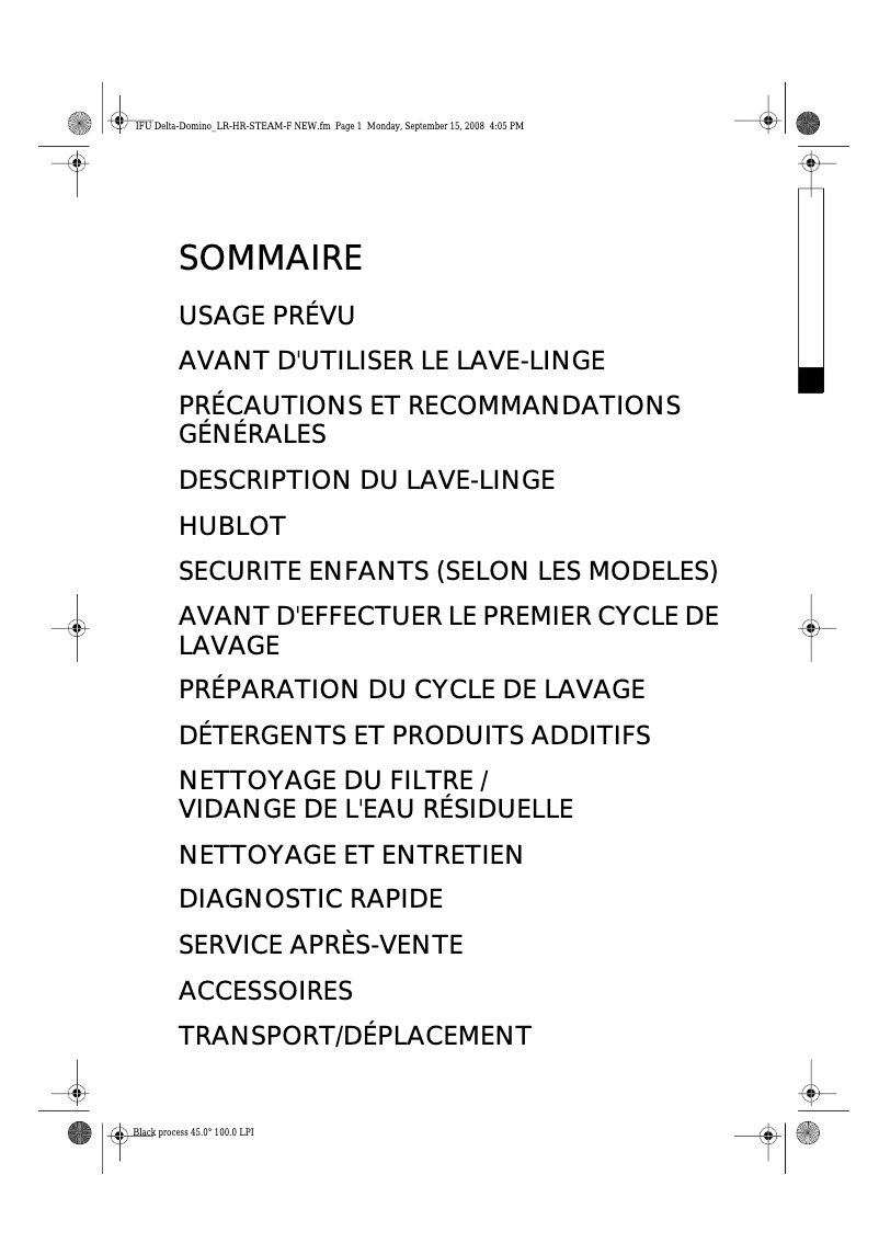 Image de la première page du manuel de l'appareil PFL 1009