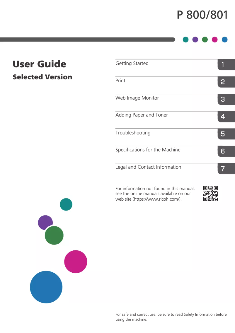 Page n°1 - Manuel utilisateur Ricoh P 801