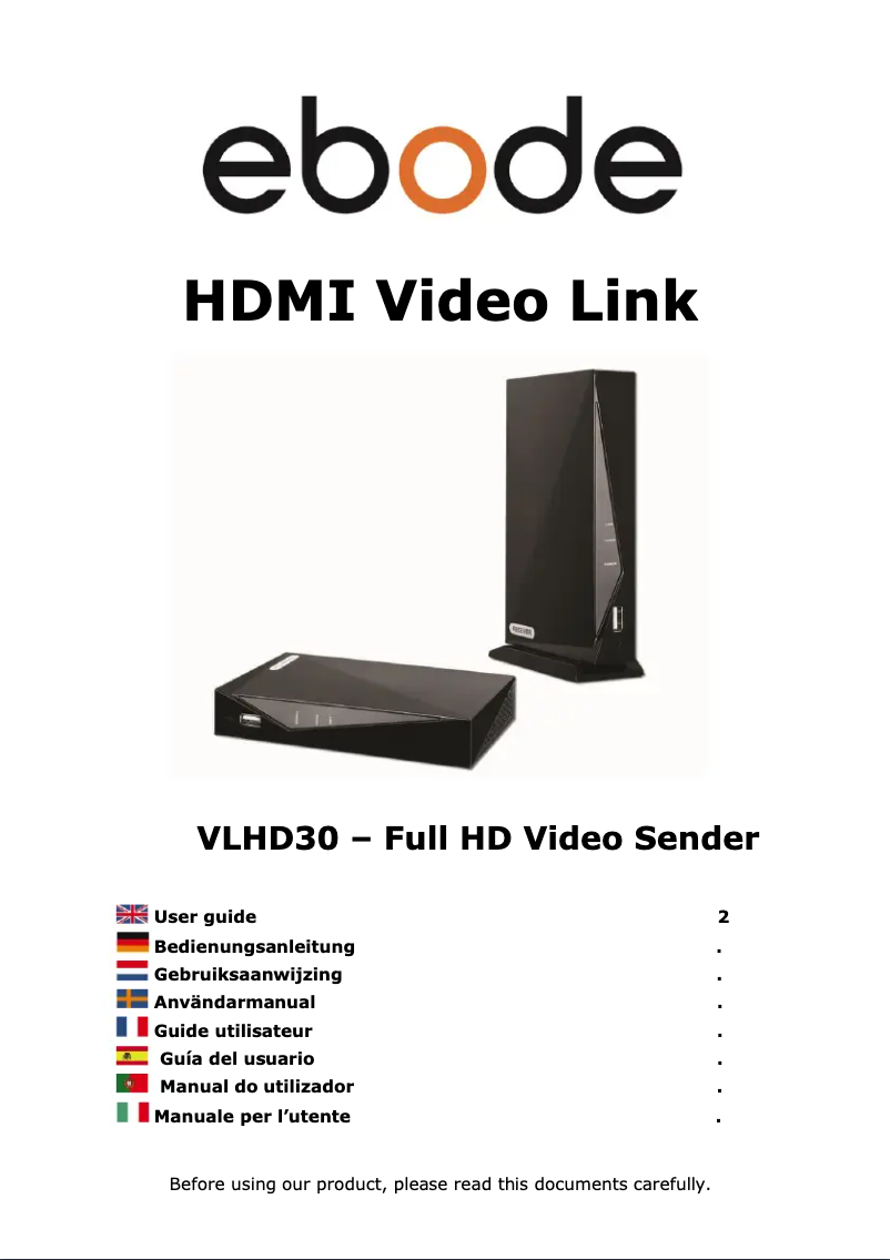 Page 1 de la notice Manuel utilisateur ebode VLHD30