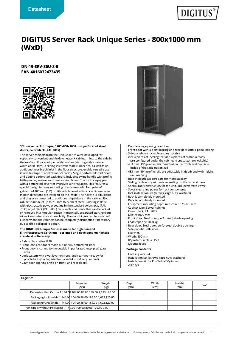 Image de la première page du manuel de l'appareil DN-19-SRV-36U-8-B