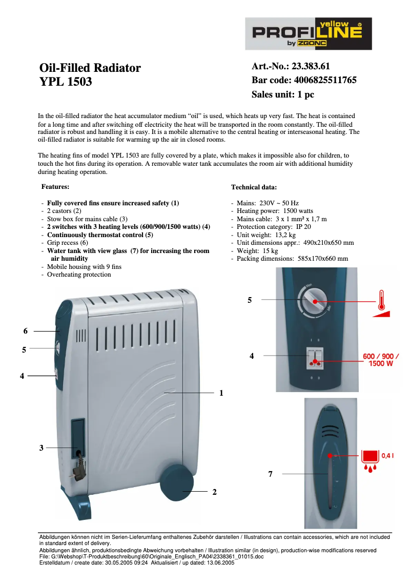 Page 1 de la notice Manuel utilisateur Einhell YPL 1503