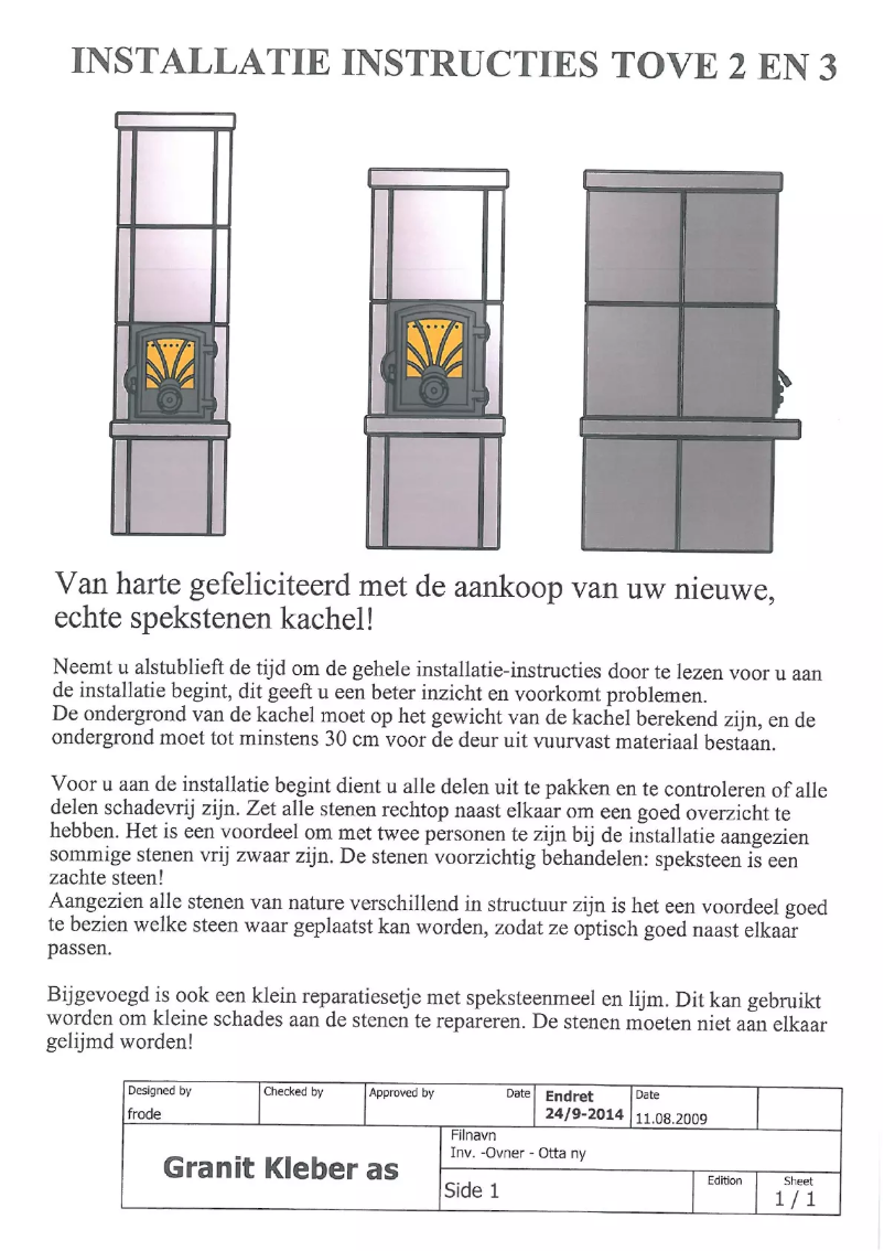 Page 1 de la notice Manuel utilisateur Norsk Kleber Tove 3