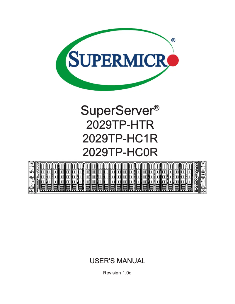 Image de la première page du manuel de l'appareil SuperServer 2029TP-HC1R